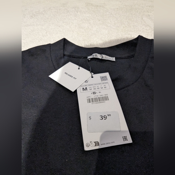 Zara - Plain Black Tee Mens M - Picture 4 of 5